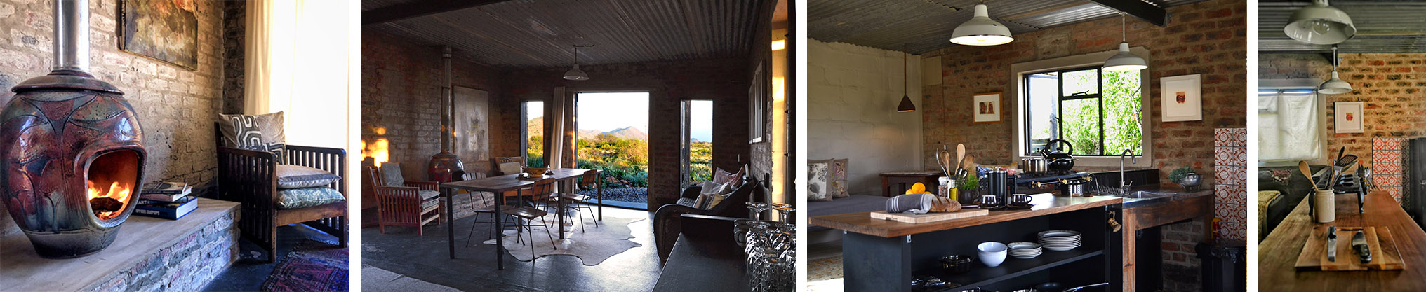 The Studio interior with dining room, fully equipped kitchen and sunset views